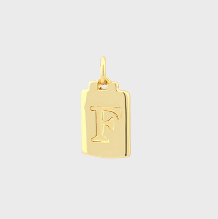 Gold Tag Letter Charm