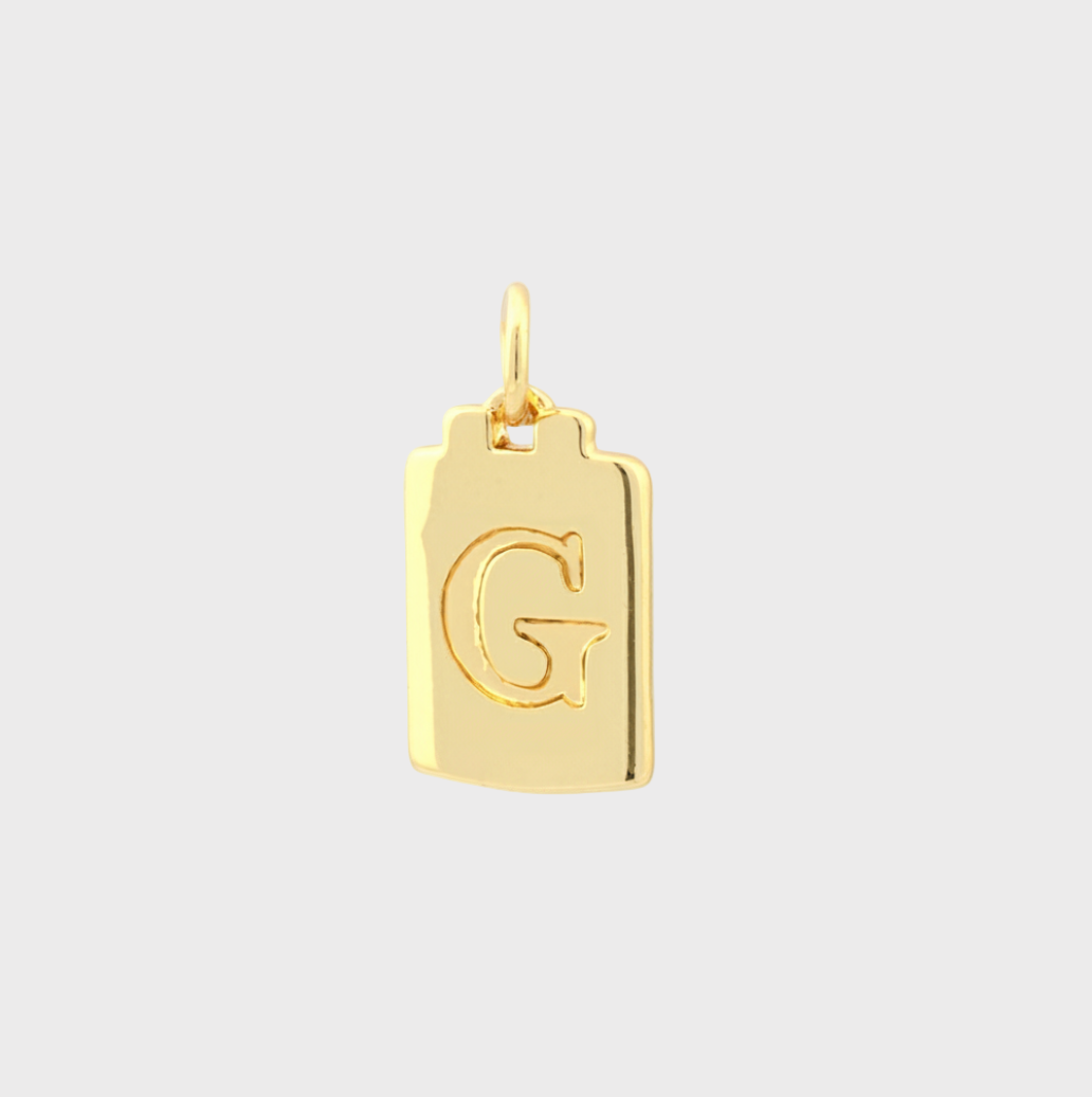 Gold Tag Letter Charm
