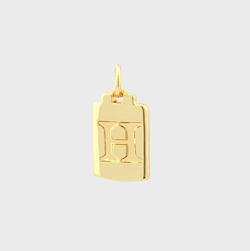 Gold Tag Letter Charm