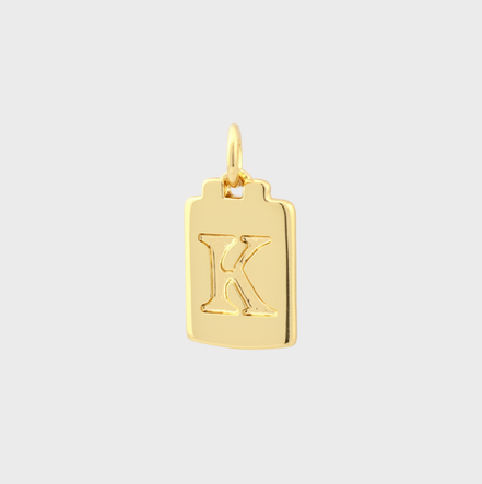 Gold Tag Letter Charm