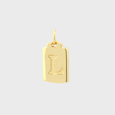 Gold Tag Letter Charm