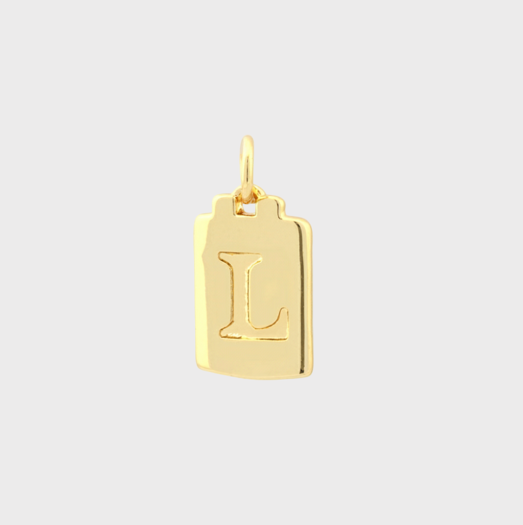 Gold Tag Letter Charm