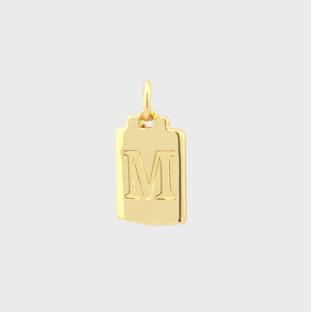 Gold Tag Letter Charm