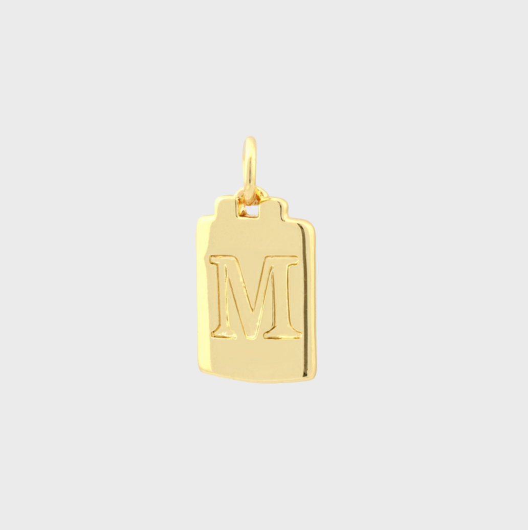 Gold Tag Letter Charm