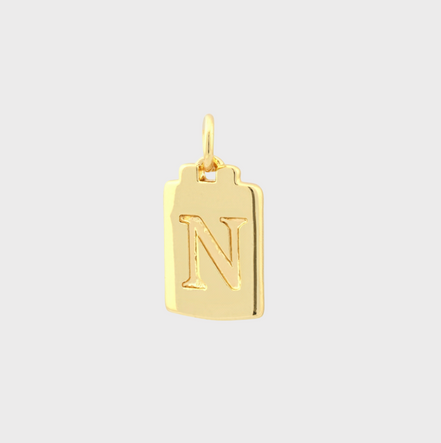 Gold Tag Letter Charm