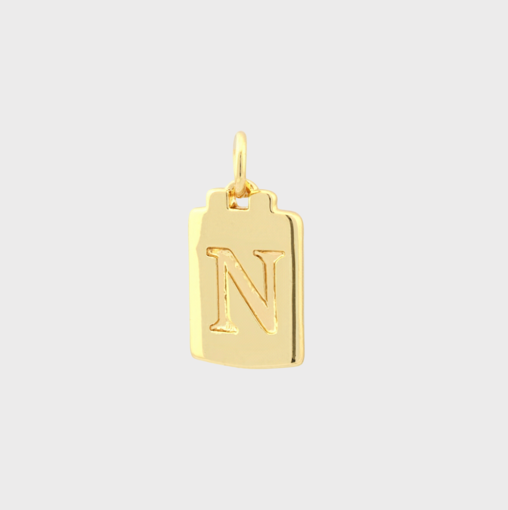 Gold Tag Letter Charm