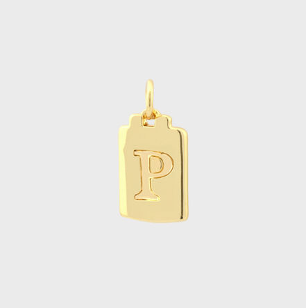 Gold Tag Letter Charm
