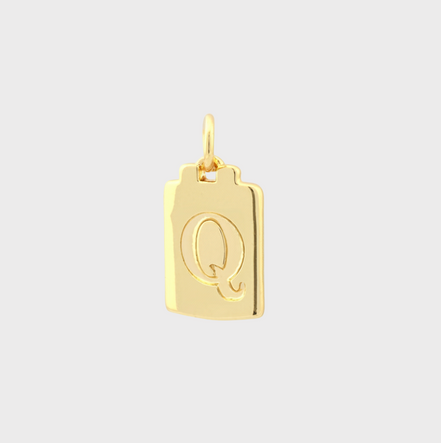 Gold Tag Letter Charm