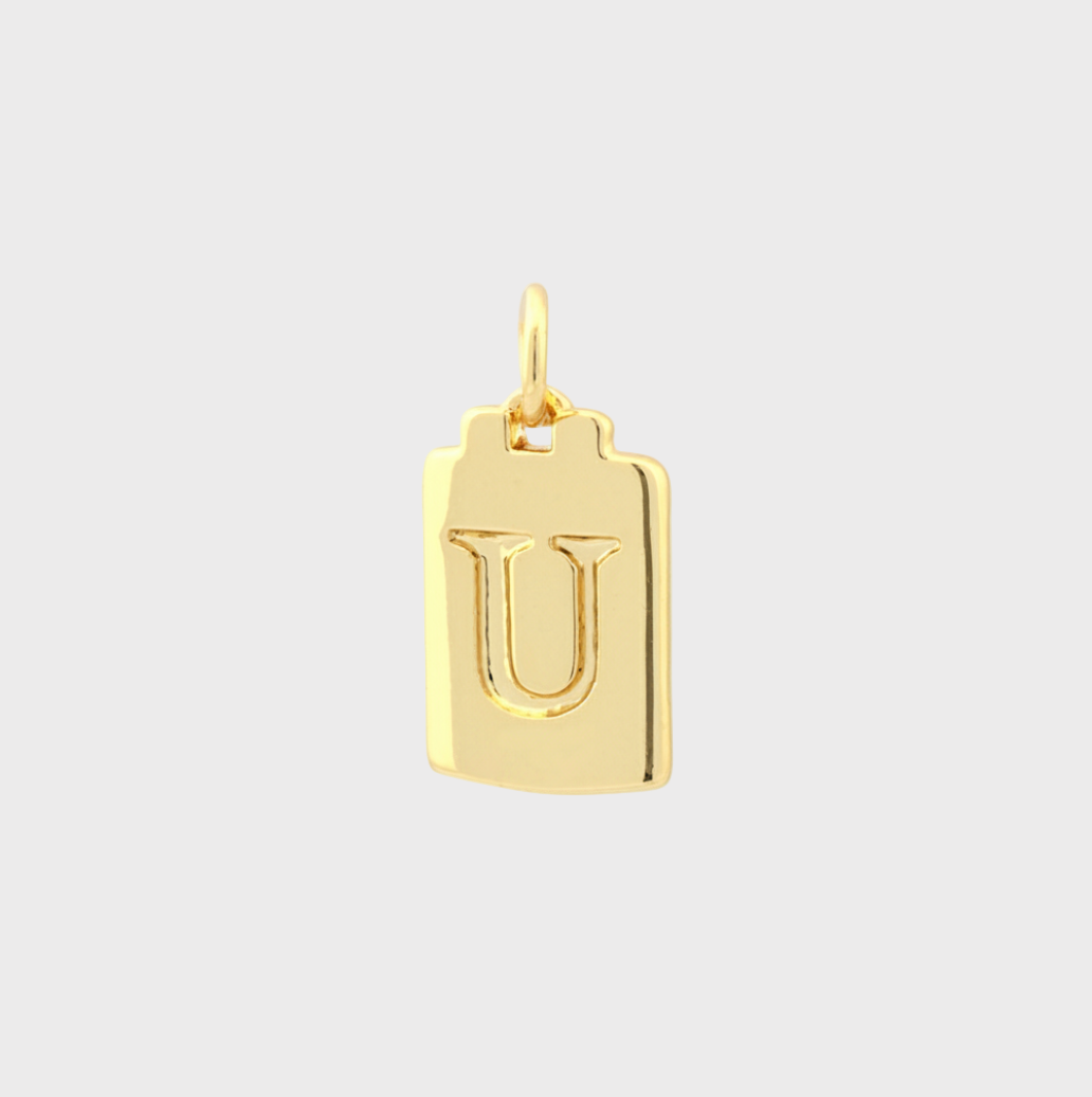 Gold Tag Letter Charm