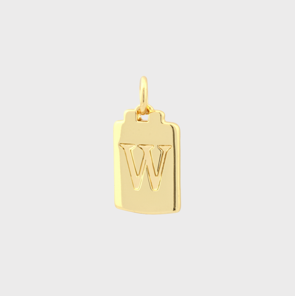 Gold Tag Letter Charm