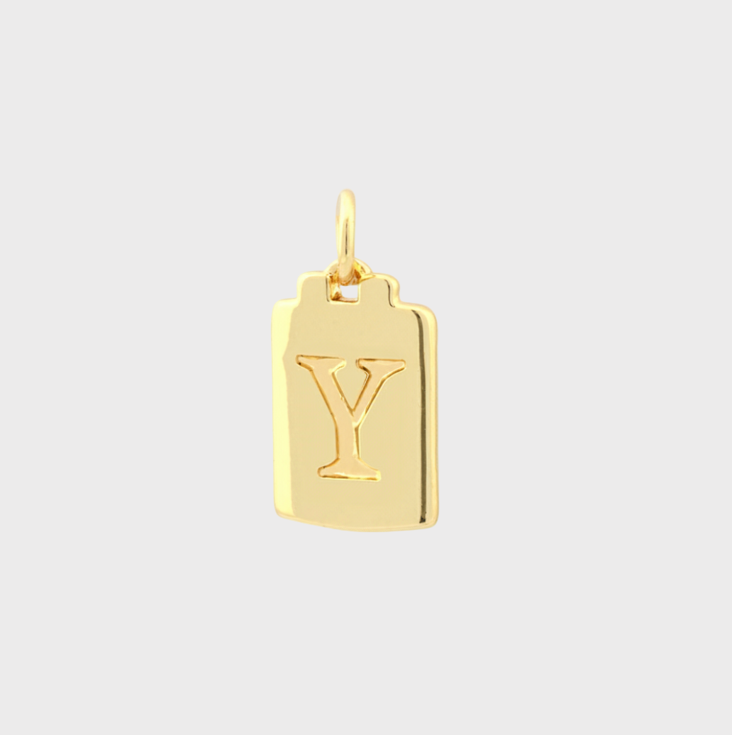 Gold Tag Letter Charm